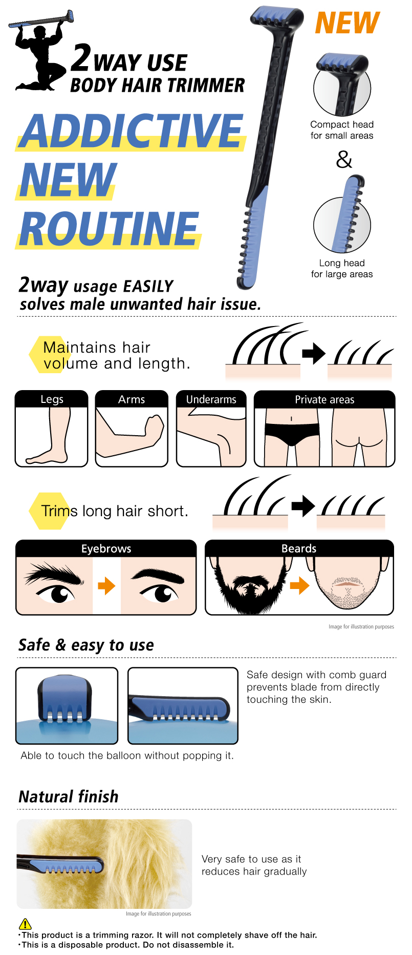 2WAY USE BODY HAIR TRIMMER