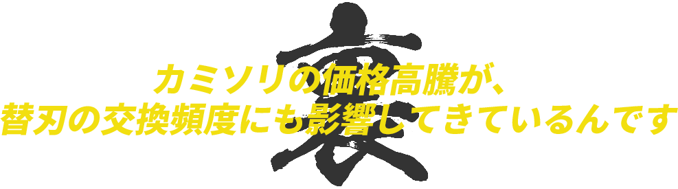 カミソリの価格高騰が替刃の交換頻度にも影響してきているんです
